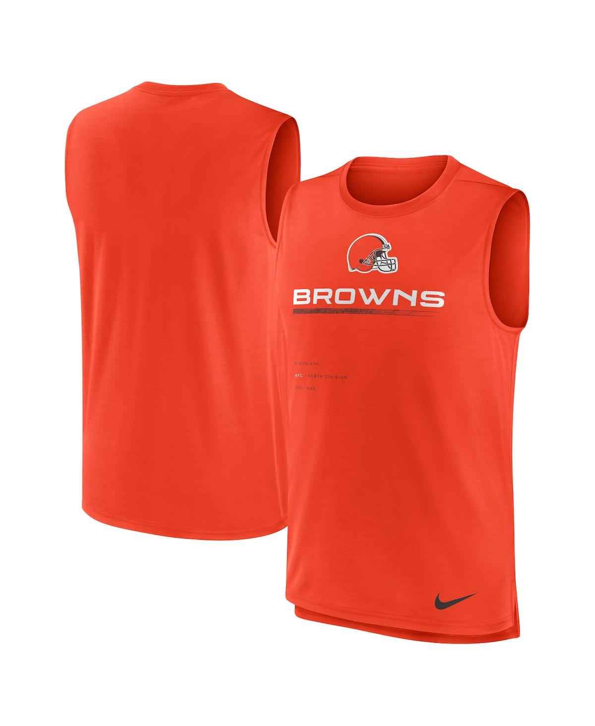 Shop Nike Men's  Orange Cleveland Browns Muscle Trainer Tank Top