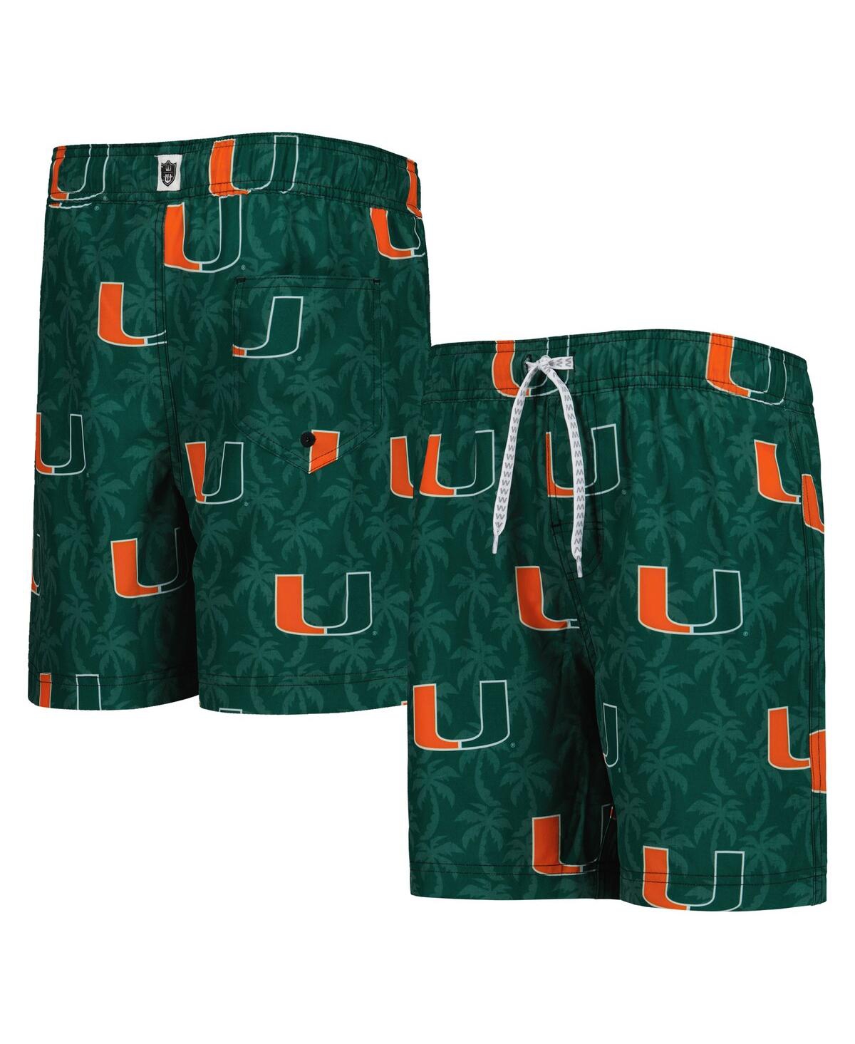 Big Boys and Girls Wes & WillyMiami Hurricanes Palm Tree Swim Shorts - Green