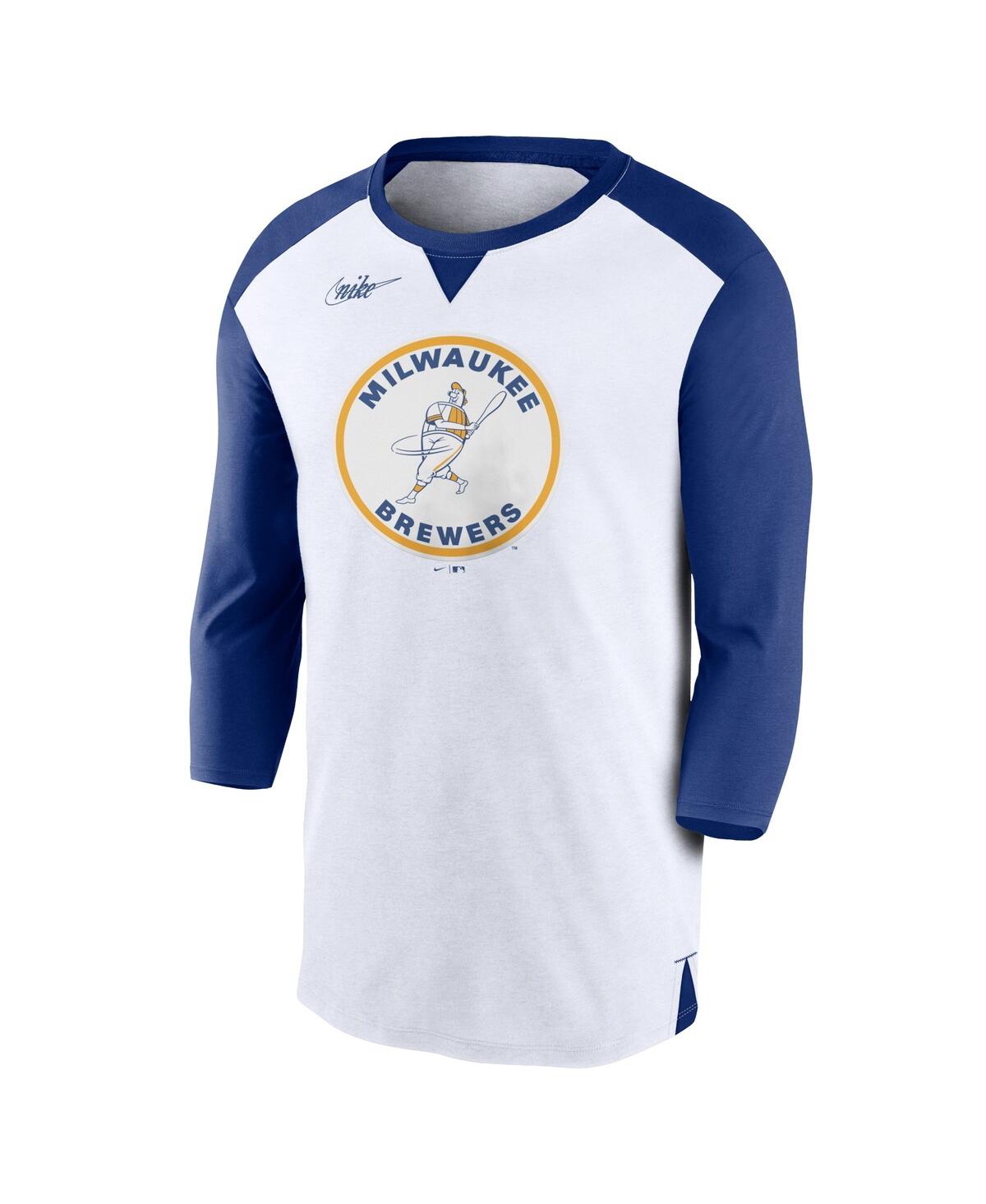 Men's Nike Royal Milwaukee Brewers Rewind 3/4-Sleeve T-shirt - Royal