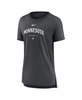Women's Minnesota Twins Heather Charcoal Authentic Collection Early Work Tri-Blend T-shirt