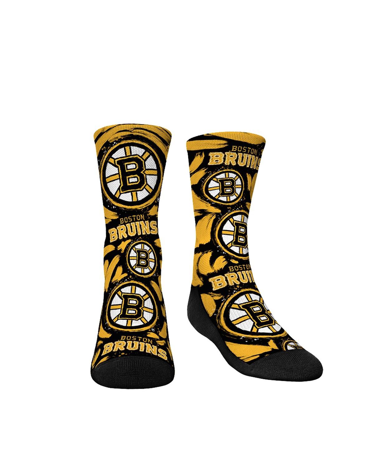 Rock 'em Kids' Youth Boys And Girls  Socks Boston Bruins Allover Logo And Paint Crew Socks In Multi