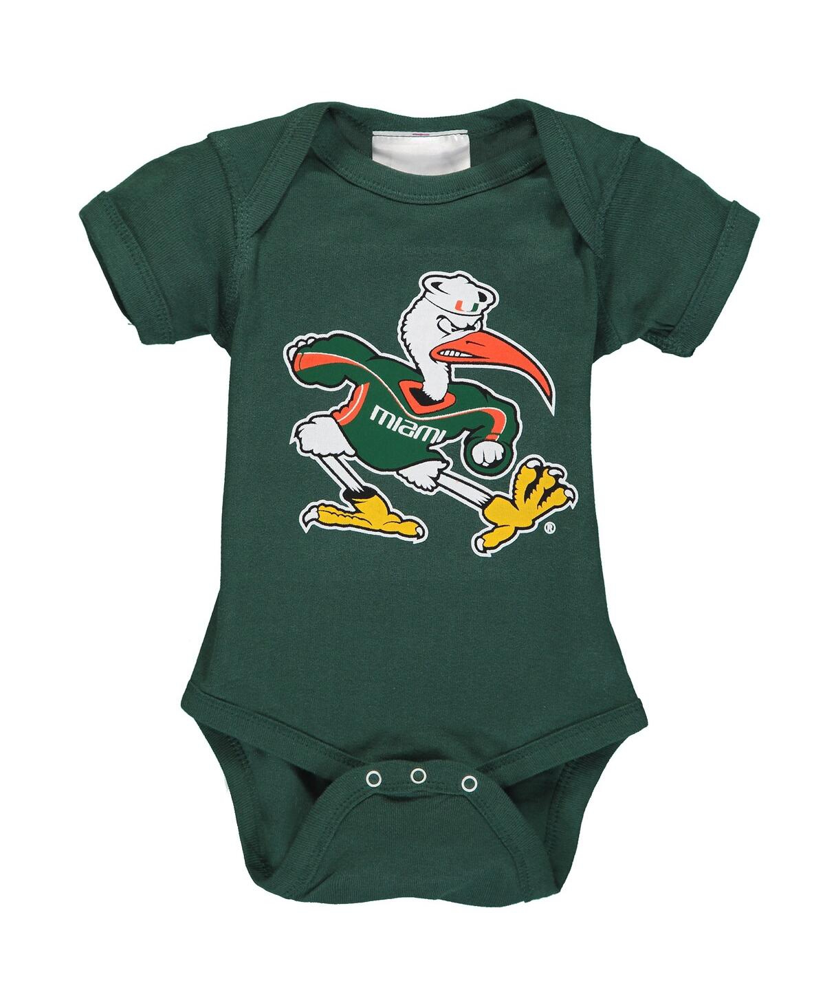 Two Feet Ahead Babies' Infant Boys And Girls Green Miami Hurricanes Big Logo Bodysuit