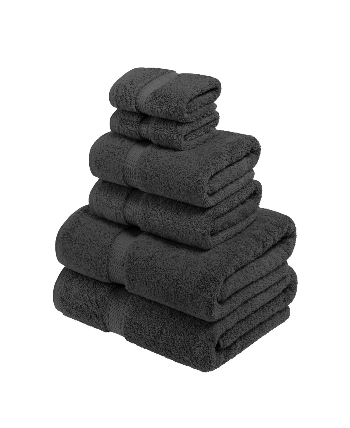 Superior Highly Absorbent 6 Piece Egyptian Cotton Ultra Plush Solid Assorted Bath Towel Set Bedding In Charcoal