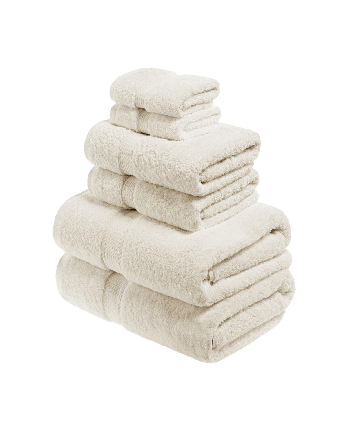 Superior Highly Absorbent 6 Piece Egyptian Cotton Ultra Plush Solid Assorted Bath Towel Set Bedding In Cream