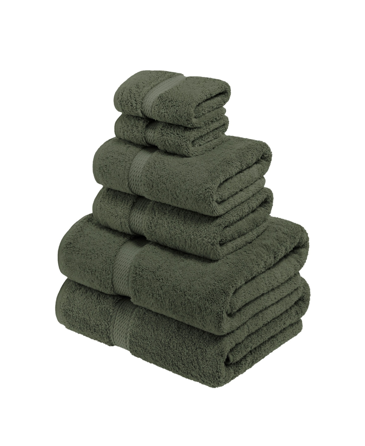 Superior Highly Absorbent 6 Piece Egyptian Cotton Ultra Plush Solid Assorted Bath Towel Set Bedding In Green