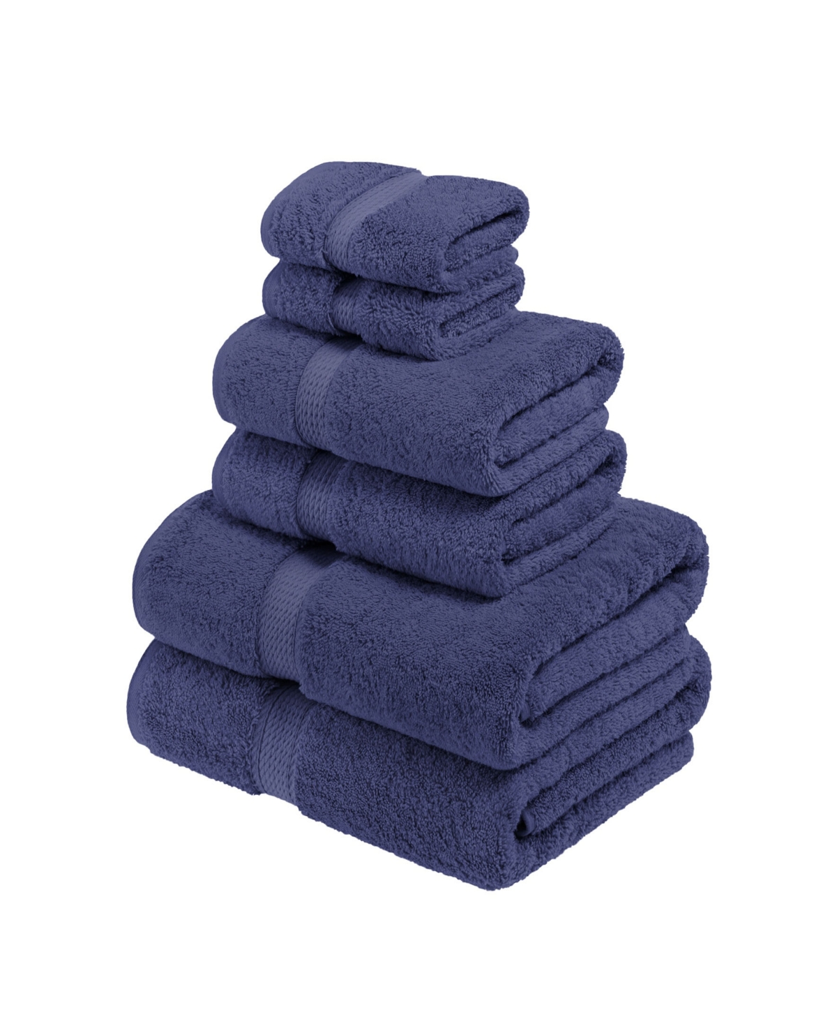 Superior Highly Absorbent 6 Piece Egyptian Cotton Ultra Plush Solid Assorted Bath Towel Set Bedding In Navy Blue