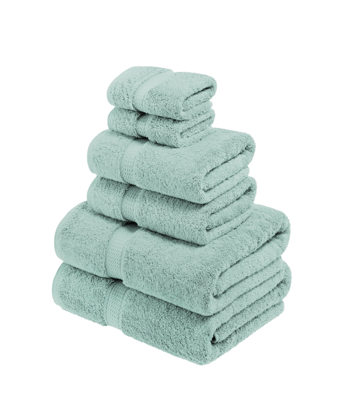 Superior Highly Absorbent 6 Piece Egyptian Cotton Ultra Plush Solid Assorted Bath Towel Set Bedding In Sea Foam