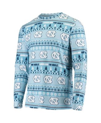 Men's Carolina Blue North Carolina Tar Heels Ugly Sweater Knit Long Sleeve Top and Pant Set