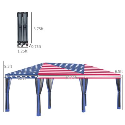 10' x 20' Pop Up Canopy with 6 Sidewall Mesh Nettings, Flag