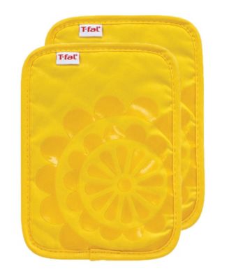 Medallion Print Silicone and Cotton Twill Pot Holder, Set of 2