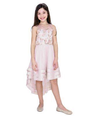 Rare Editions - Big Girls Illusion Bodice Hi-Low Skirt Dress