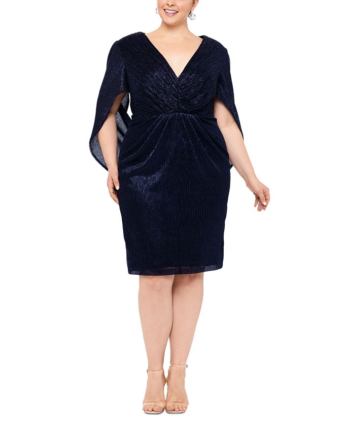 Betsy & adam plus size ruched cape dress outlet