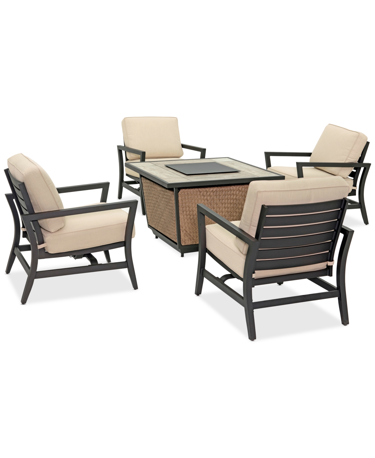 AGIO ASTAIRE OUTDOOR 5-PC. CHAT SET (1 FIRE PIT & 4 ROCKER CHAIRS), CREATED FOR MACY'S 