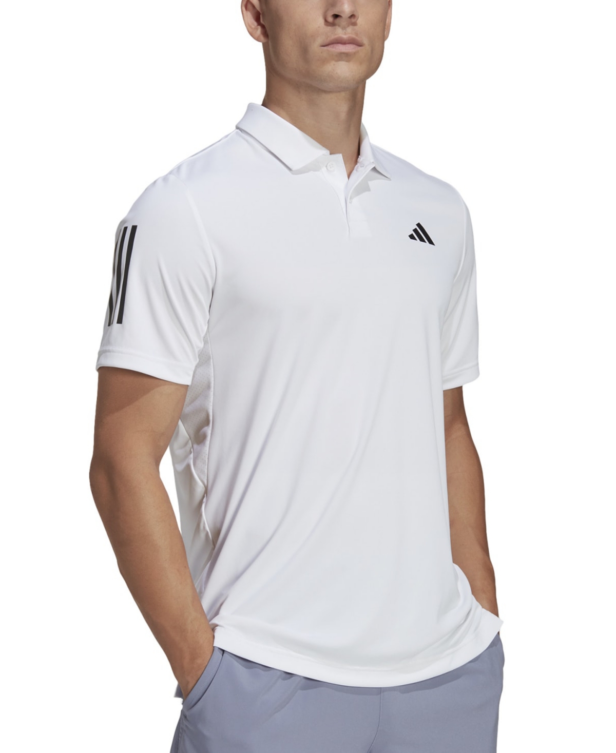 Men's 3-Stripes Short Sleeve Performance Club Tennis Polo Shirt - White
