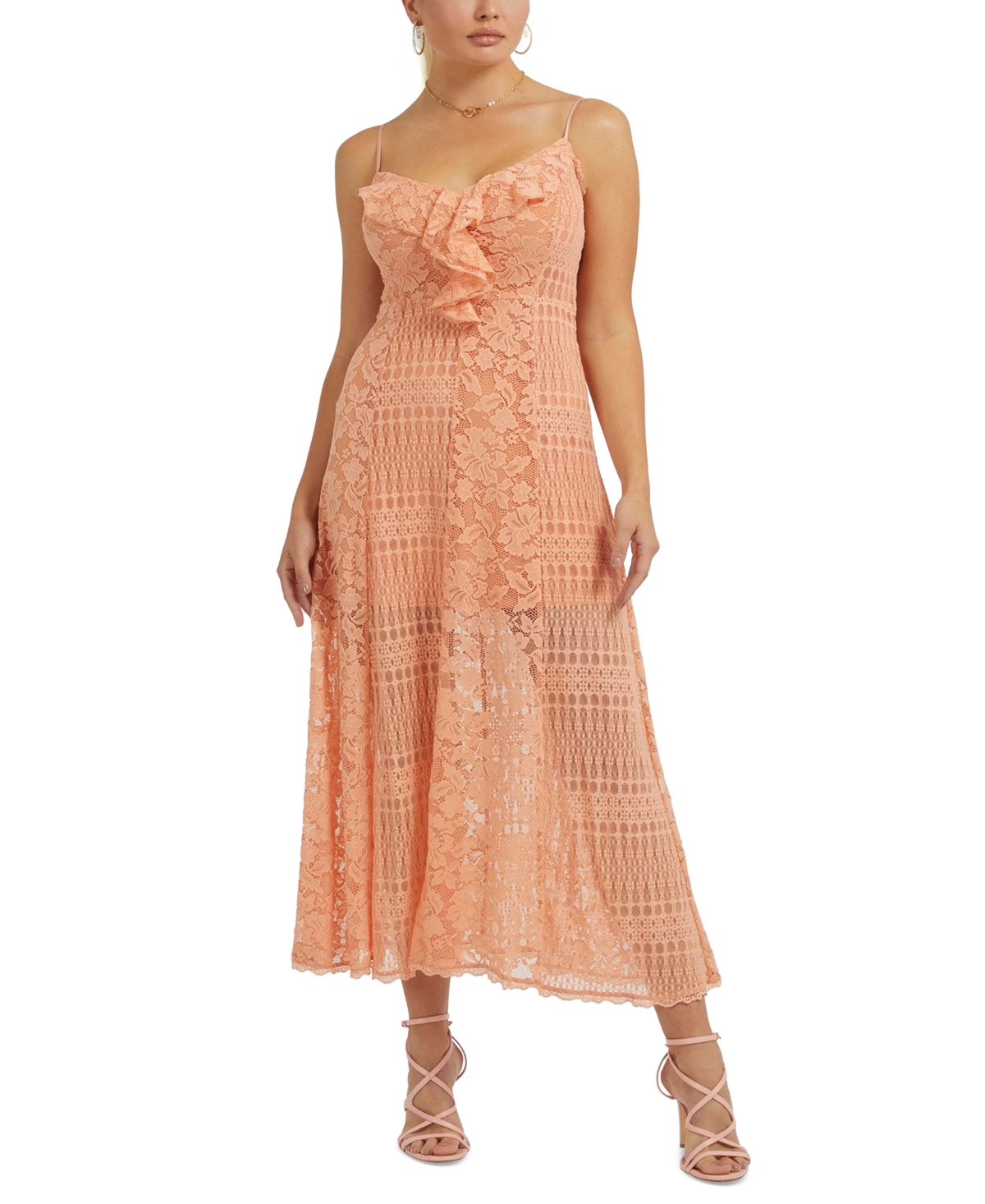 Guess Women's Kellie V-neck Sleeveless Maxi Dress In Sweet Peach