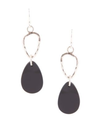Rose Sterling Silver and Genuine Onyx Drop Earrings
