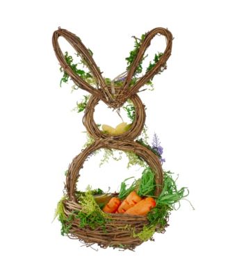 14.5" Brown and Green Artificial Floral Bunny Shaped Basket