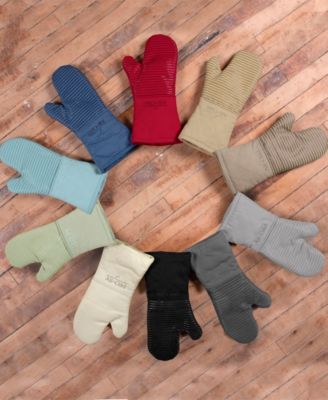 Ribbed Silicone Cotton Twill Oven Mitt, Set of 2