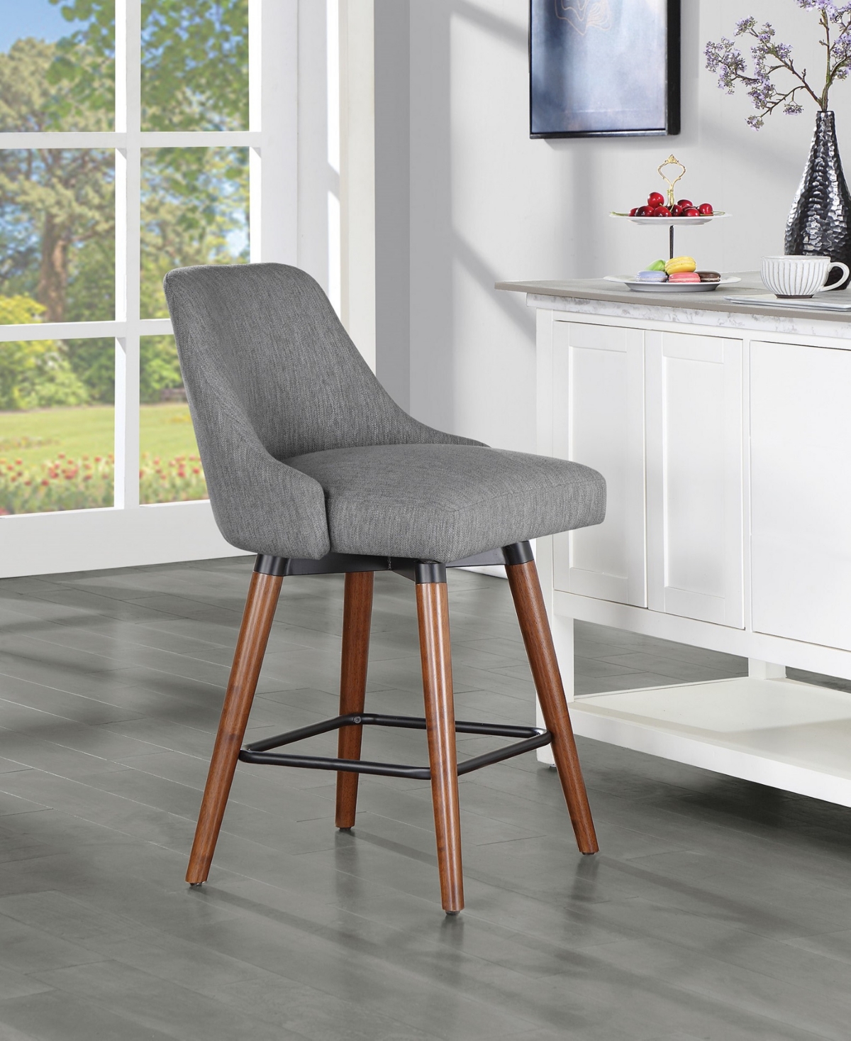 Bagford Swivel Counter Stool with Legs in Fabric - Med Esp