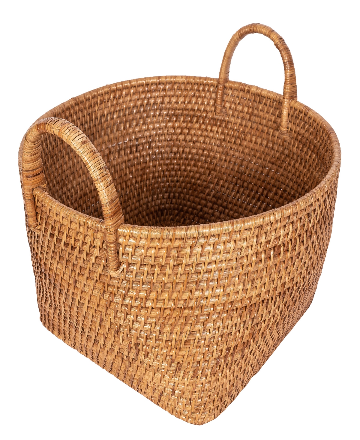 Shop Artifacts Trading Company Saboga Home Round Basket With Hoop Handles In Honey Brown