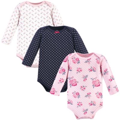 Body Manica Lunga Per Bebè Unisex Hudson Baby – Rosa Floreale, Cotone, Taglia 6-9 Mesi
