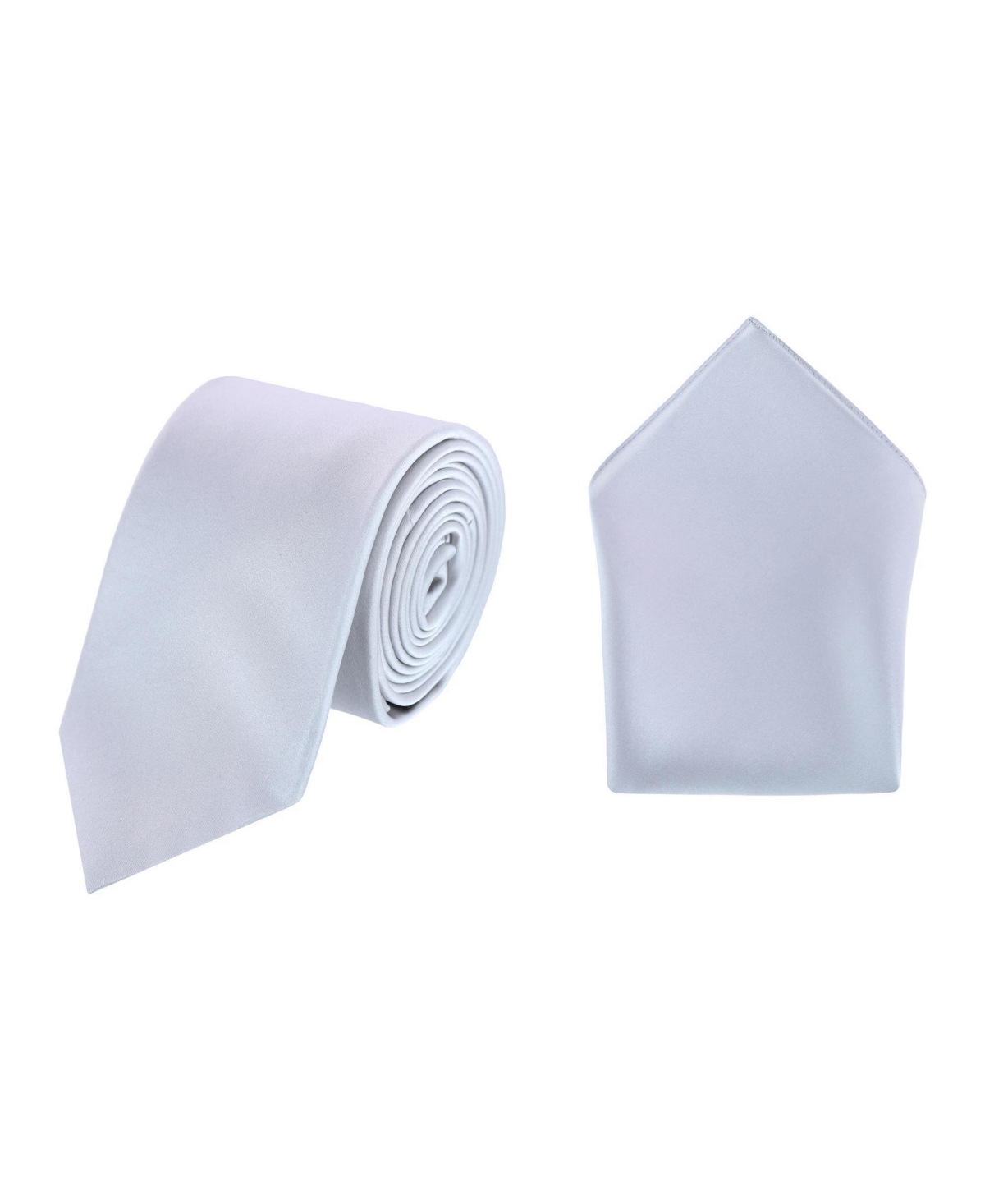 Trafalgar Sutton Solid Color Silk Necktie And Pocket Square Combo In Silver