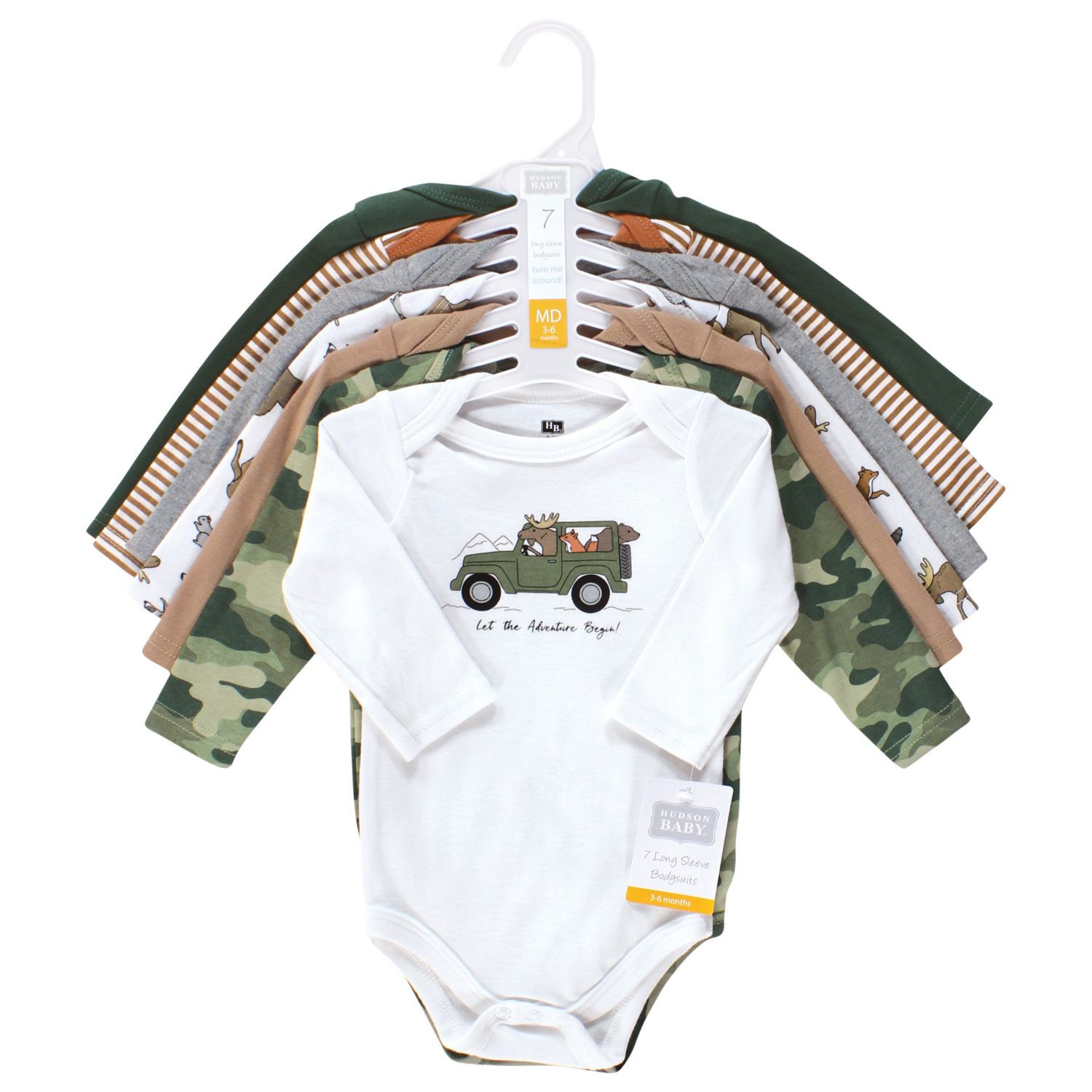 Baby Boys Hudson Long-Sleeve Cotton Bodysuit Collection 7-Piece Set