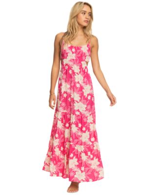 Roxy - Juniors' Hot Tropics Smocked-Bodice Cutout Maxi Dress