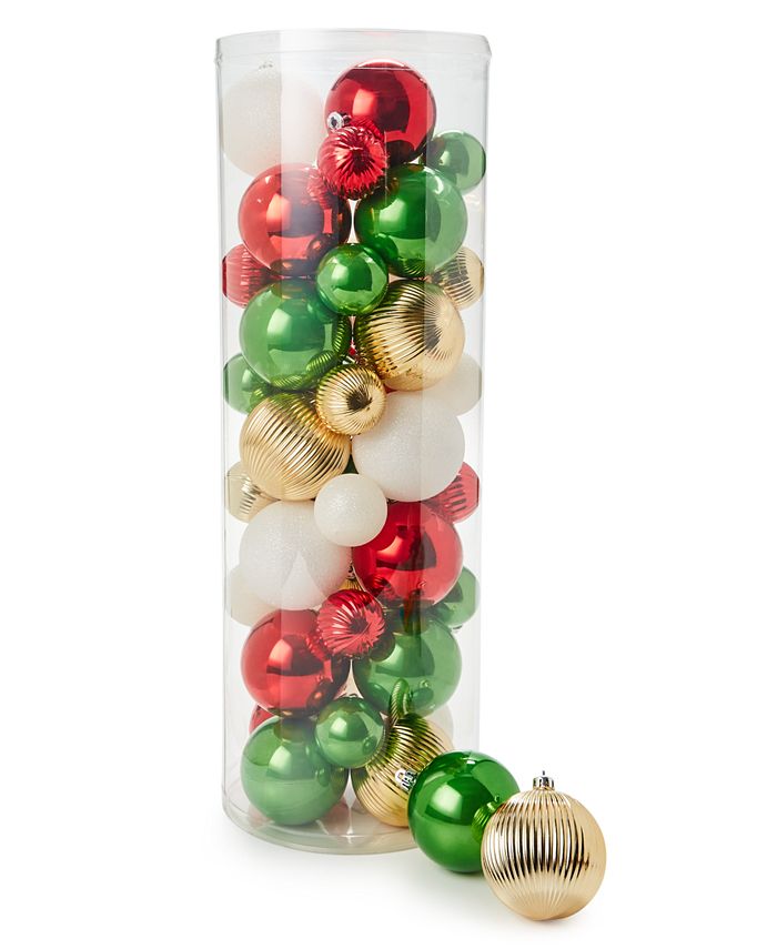 Holiday Lane Christmas Cheer Plastic Ball Ornaments, Set of 50, Created ...