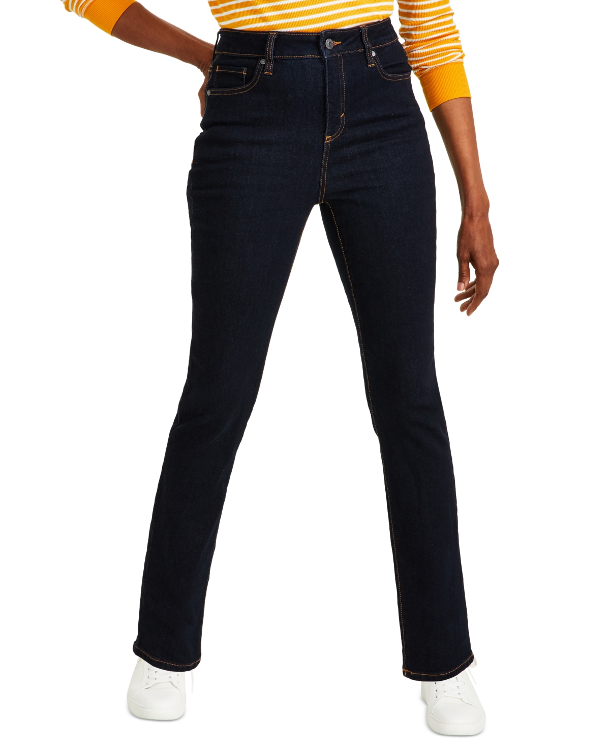 Shop Style & Co Women's High Rise Straight-leg Jeans, Regular, Short And Long Lengths, Created For Macy's In Indigo Rinse