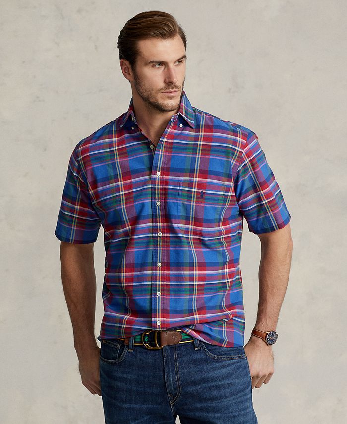 Polo Ralph Lauren Men's Big & Tall Plaid Oxford Shirt - Macy's