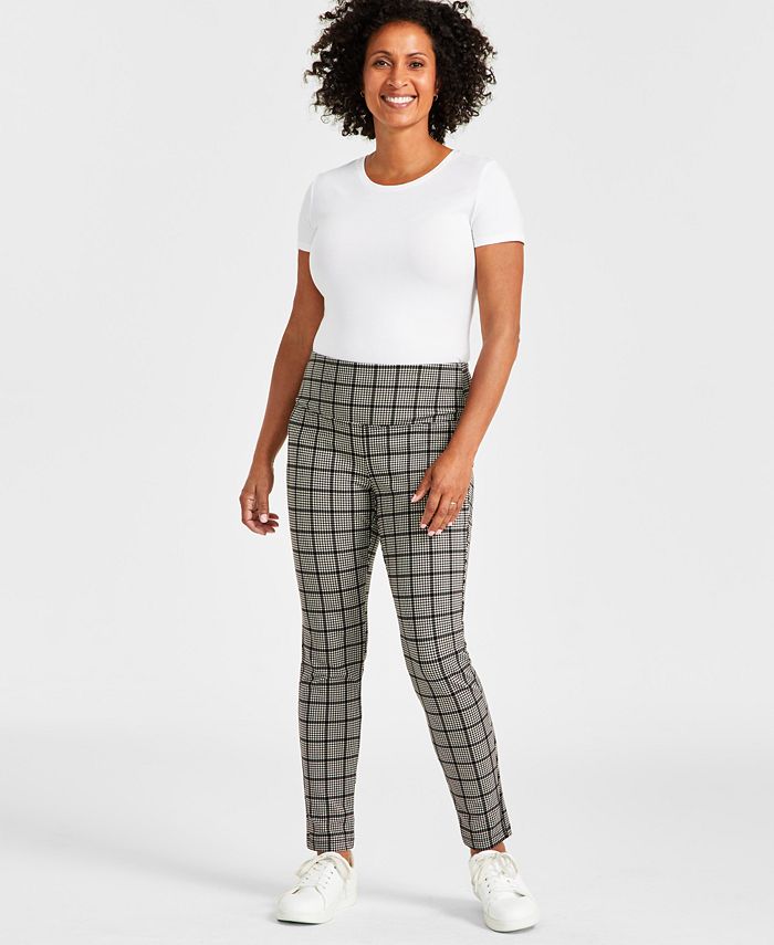 DKNY Jeans Women's Ponte Straight-Leg Pants  XL, Grey Houndstooth at   Women's Jeans store