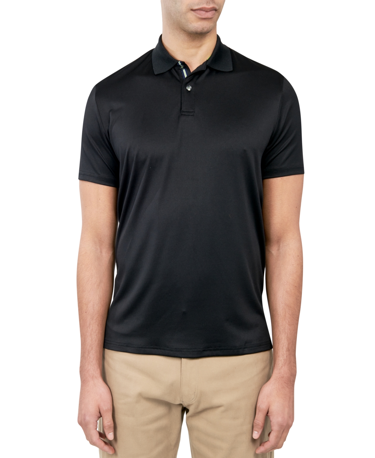 Society Of Threads Men's Regular Fit Solid Performance Polo Shirt In Black