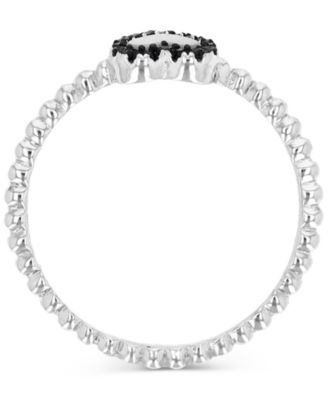 Mother of Pearl & Black Spinel (1/10 ct. t.w.) Heart Ring in Sterling Silver