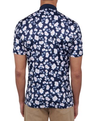Men's Slim Fit Floral Print Performance Polo Shirt