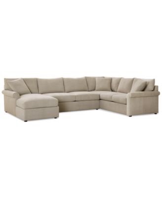 CLOSEOUT! Wrenley 138" 3-Pc. Fabric Sectional Chaise Sofa