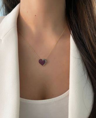 GODIVA x Le Vian&reg; Strawberry and Chocolate Heart Pendant Necklace Featuring Passion Ruby (3/4 ct. t.w.) & Chocolate Diamond (1/10 ct. t.w.) in 14k Gold