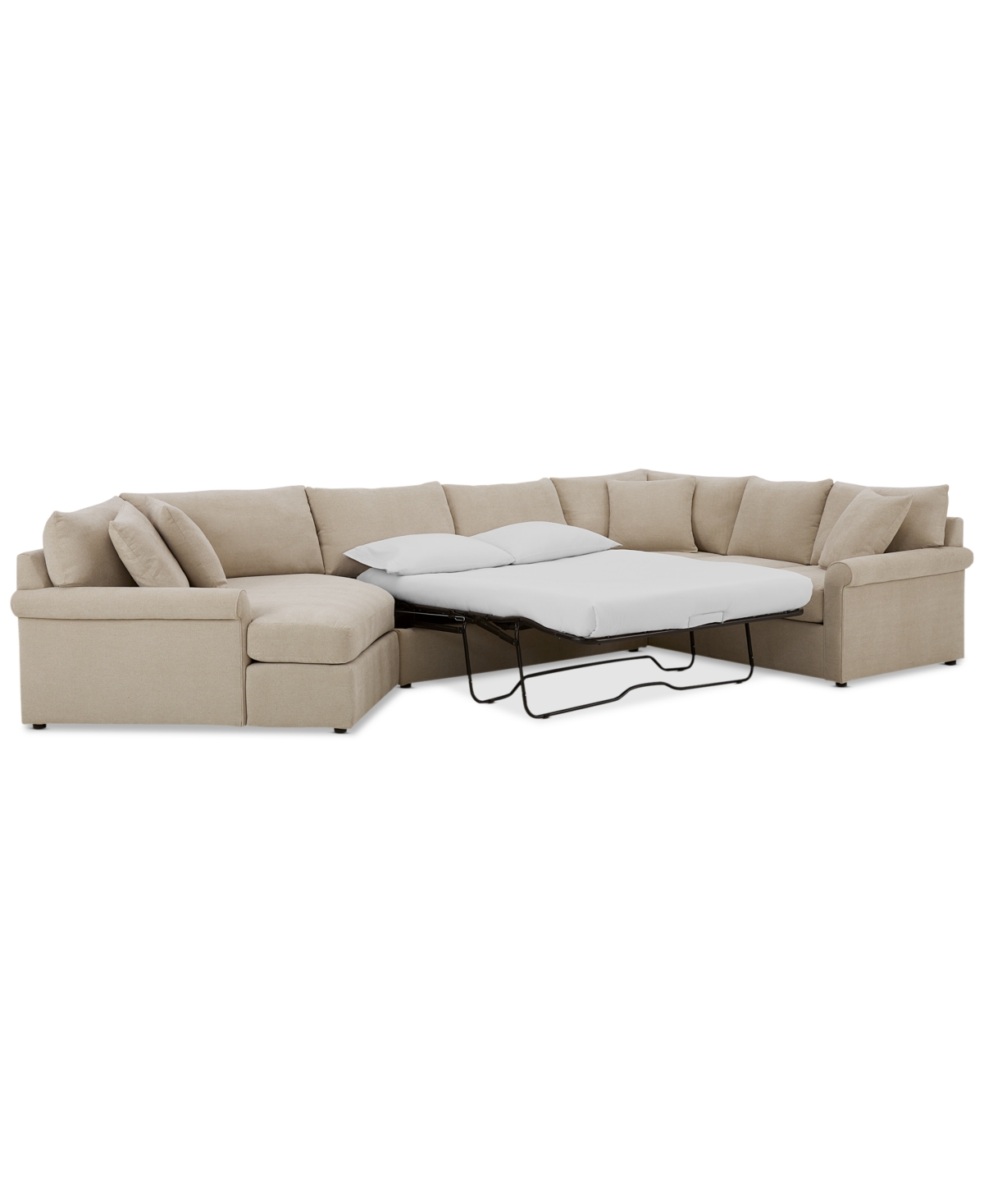 Furniture Wrenley 170" 3-pc. Fabric Sectional Full Sleeper Cuddler Chaise Sofa, Created For Macy's In Dove