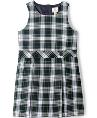 Big Girls Plus School Uniform Plaid Jumper Dress Top of Knee