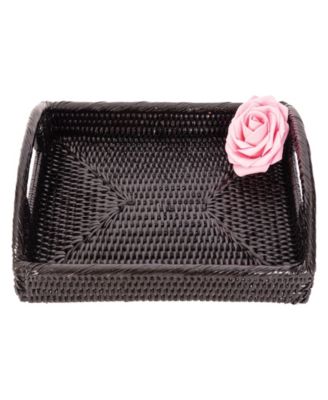 Rattan Rectangular Vanity Tray with High Handles
