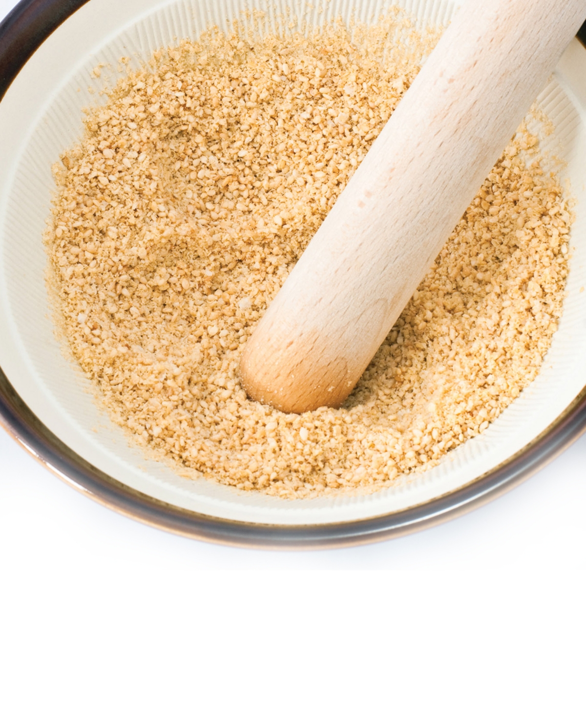 Helen's Asian Kitchen Suribachi Set, Ceramic Mortar Bowl with Maple Wood Pestle - Tan