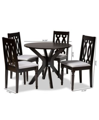 Callie Modern and Contemporary Fabric Upholstered 5 Piece Dining Set