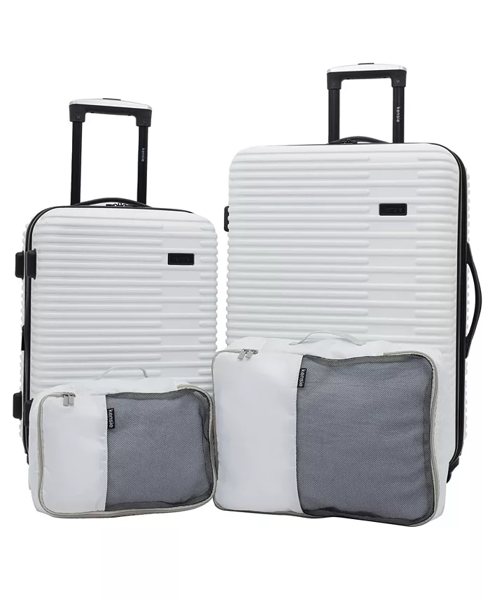 KENSIE Hillsboro Expandable Rolling Hardside Collection 4 Piece Luggage Set