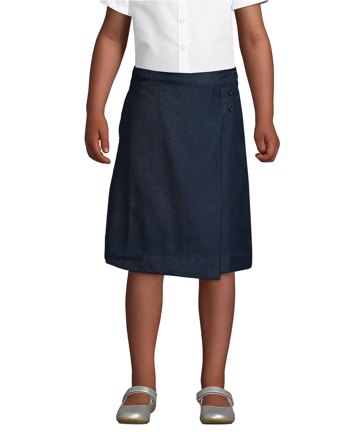 Lands' End Big Girls School Uniform Solid A-line Skirt Below the Knee
