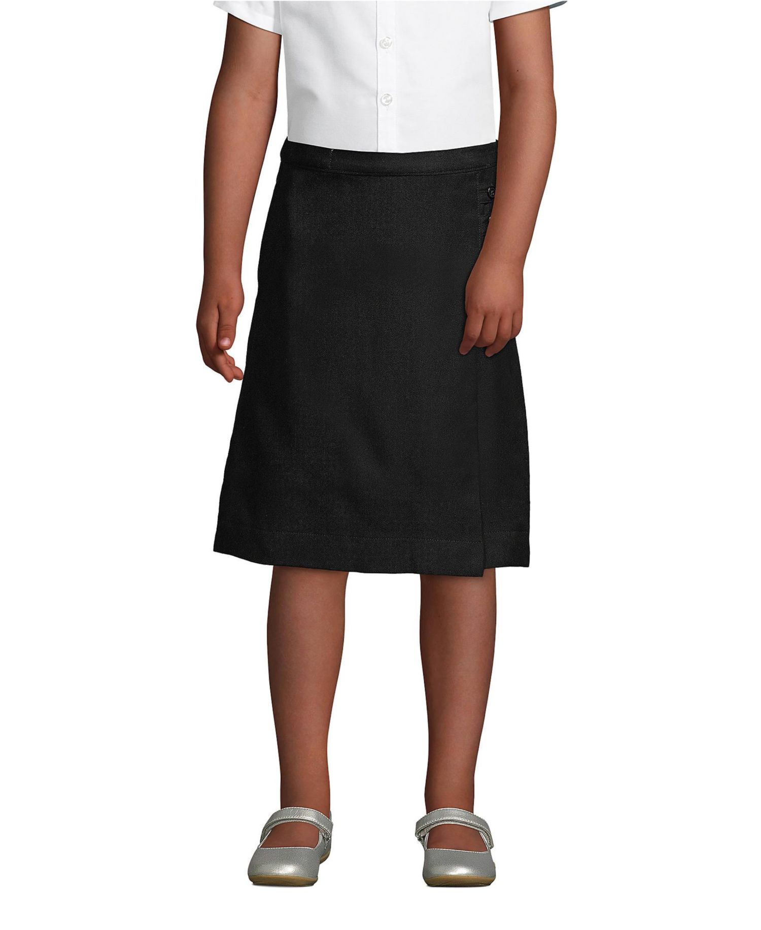 Big Girls School Uniform Solid A-line Skirt Below the Knee