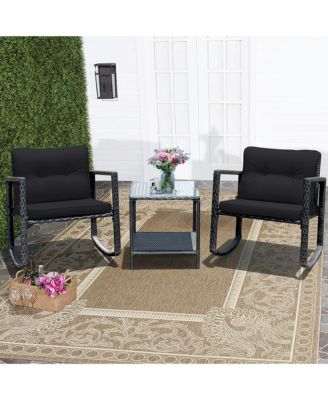 3PCS Patio Wicker Rattan Sofa Set Outdoor Sectional Conversation Set Garden Lawn