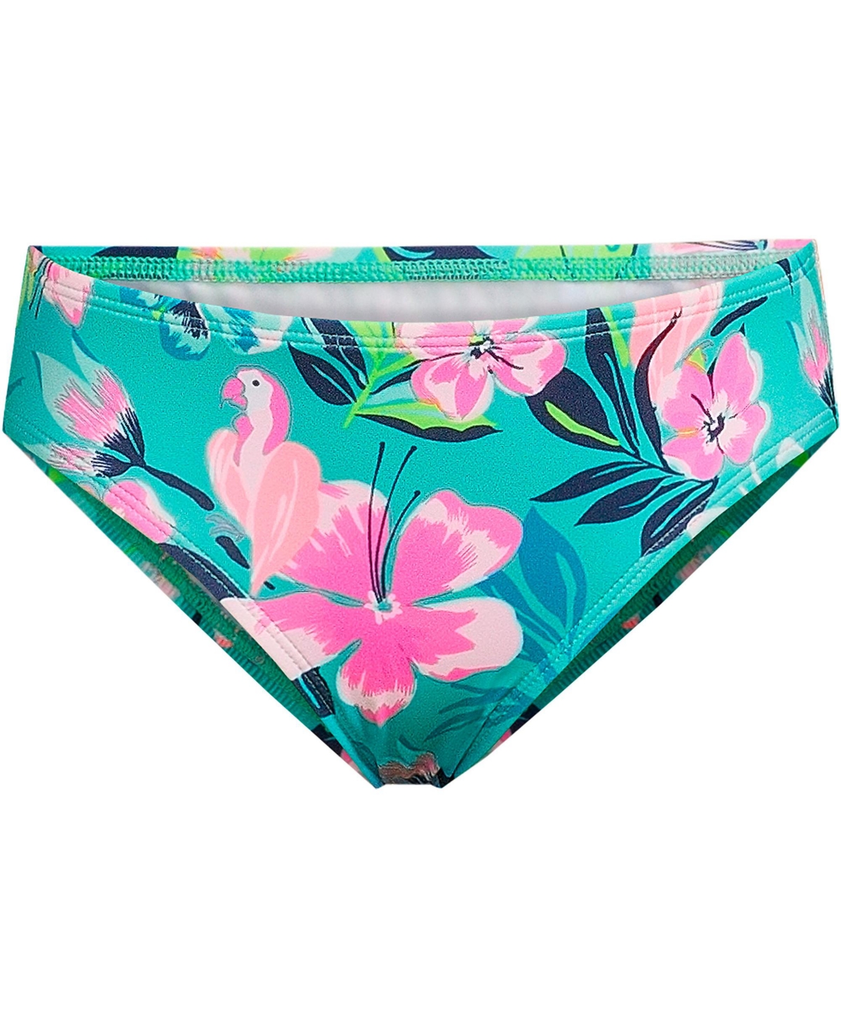 Lands' End Child Girls Swim Bikini Bottoms In Jewel Green Tropic Print