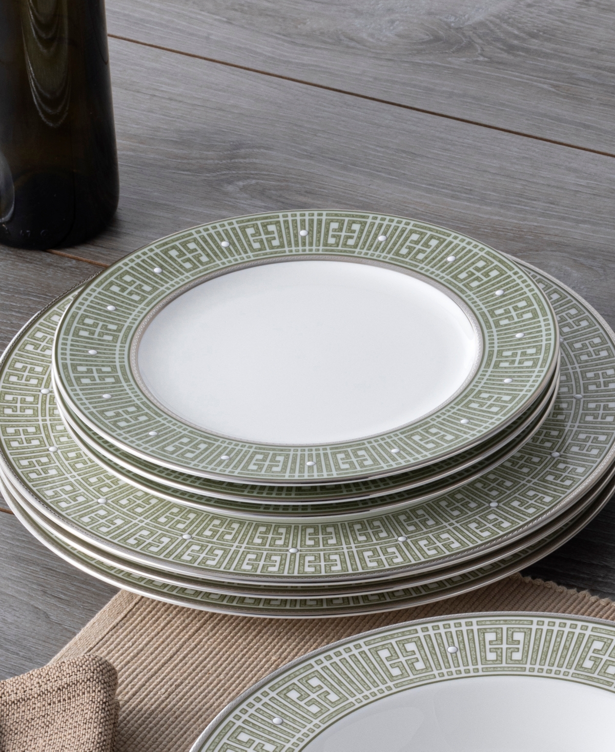 Noritake Infinity Green Platinum 4 Piece Salad Plate Set, Service For 4 In Green Platinum