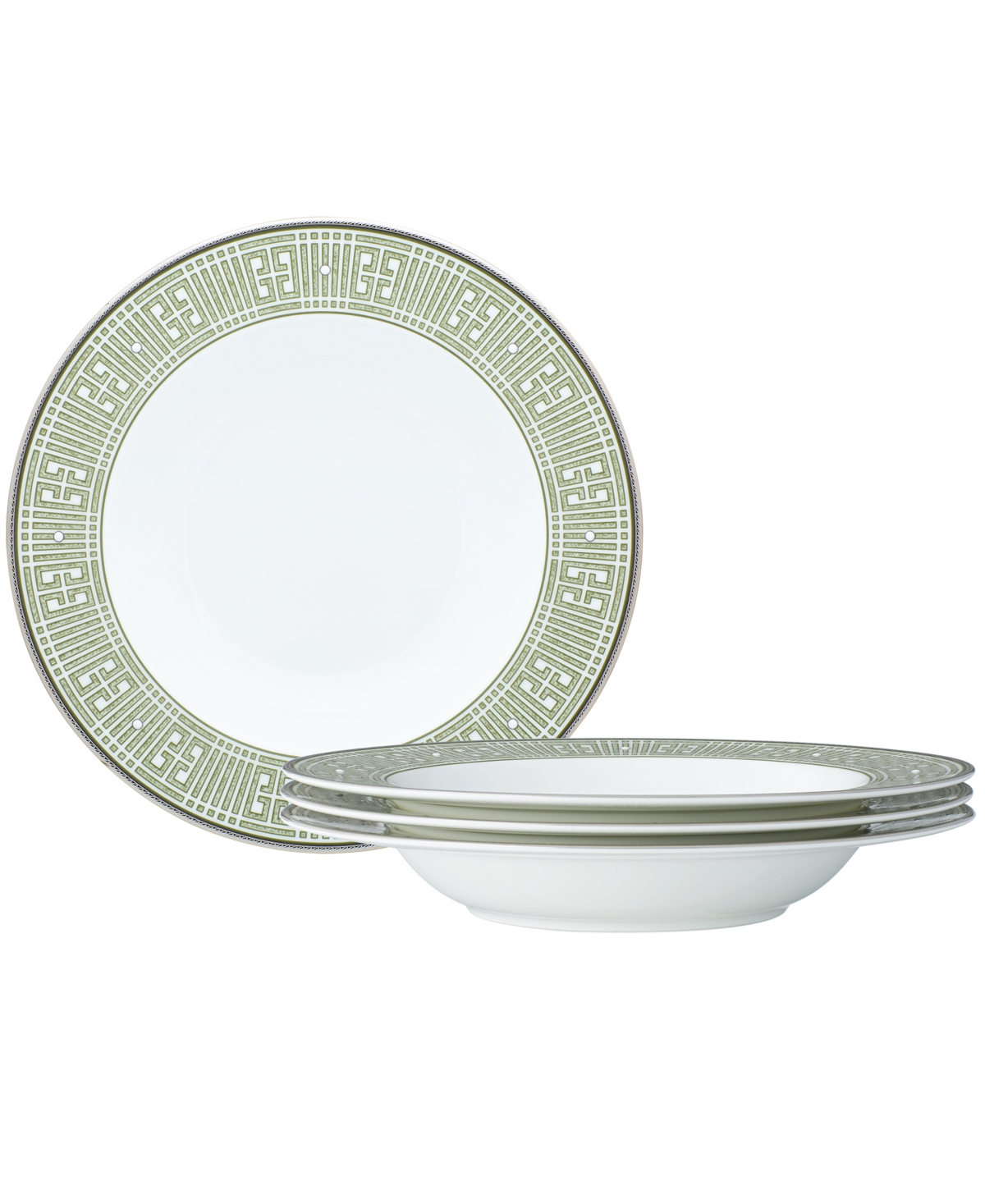 Noritake Infinity Green Platinum 4 Piece Soup Bowl Set 12 Oz, Service For 4 In Green Platinum