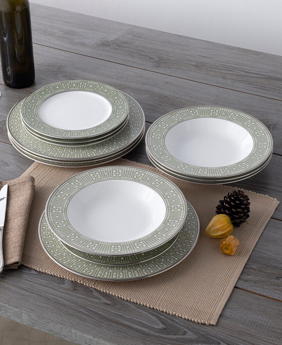 Noritake Infinity Green Platinum 4 Piece Soup Bowl Set 12 Oz, Service For 4 In Green Platinum